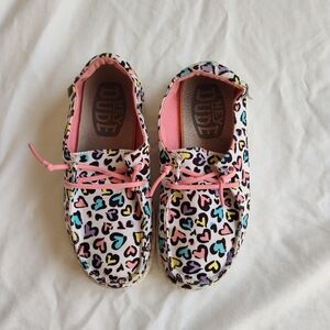 Hey Dude Multicolor Heart Pattern Shoes Size 3 Little Girl